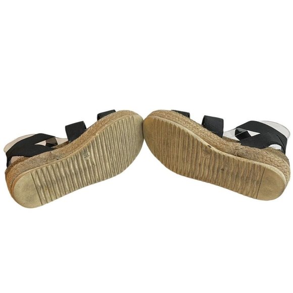 Cushionaire Mandy Flatform Sandals Size 7.5M Cork Footbed Espadrille Black Strap - Picture 7 of 11